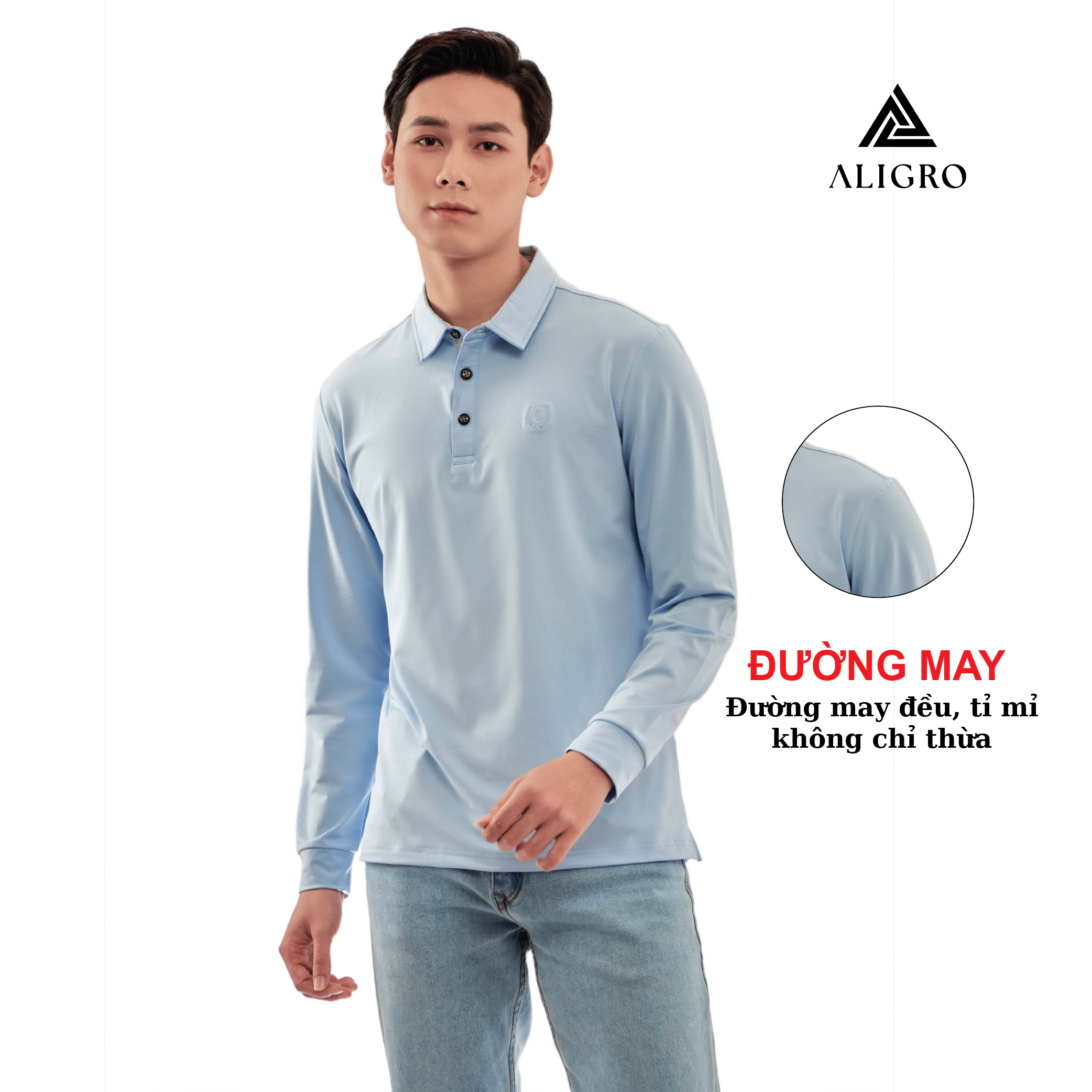 Áo Thun Nam Dài Tay Aligro Chất Liệu Cotton Cao Cấp, Siêu Mềm Mại, Dày Dặn, Cực Dễ Chịu, Thấm Hút Tốt ALGAPD054