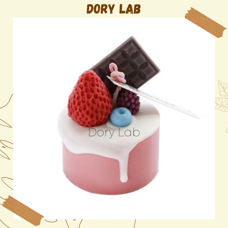 Nến Thơm Bánh Kem Dâu Tây Sôcôla Không Khói, Quà Tặng - Dory Lab