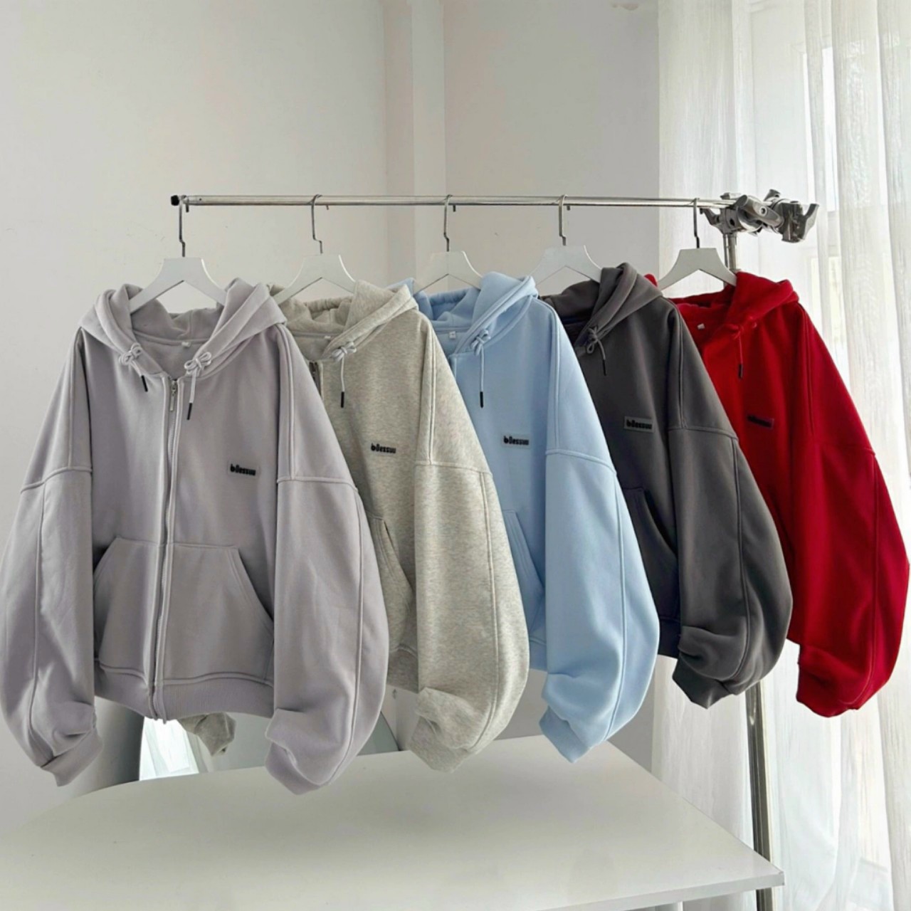 Áo Khoác Hoodie Form Boxy Dessuu Túi Ngược Nhiều Màu Nam Nữ Tay Phồng, Áo Khoác cặp đôi chống nắng Nỉ Bông Dài Tay Phối Nón Form Rộng Dài Tay Unisex Hàn Quốc Nhiều Màu