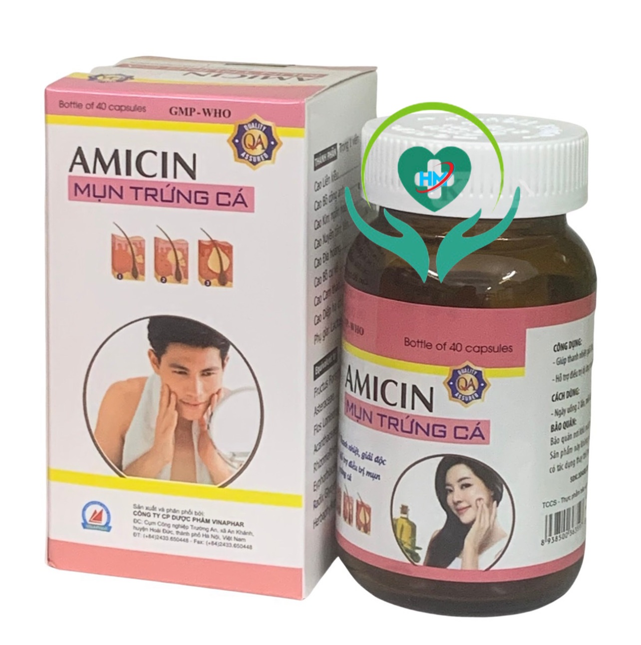 AMICIN - MỤN TRỨNG CÁ Vinaphar - Hộp 40 Viên - Thanh Nhiệt Giải Độc, Mụn Nhọt , Mụn Trứng Cá
