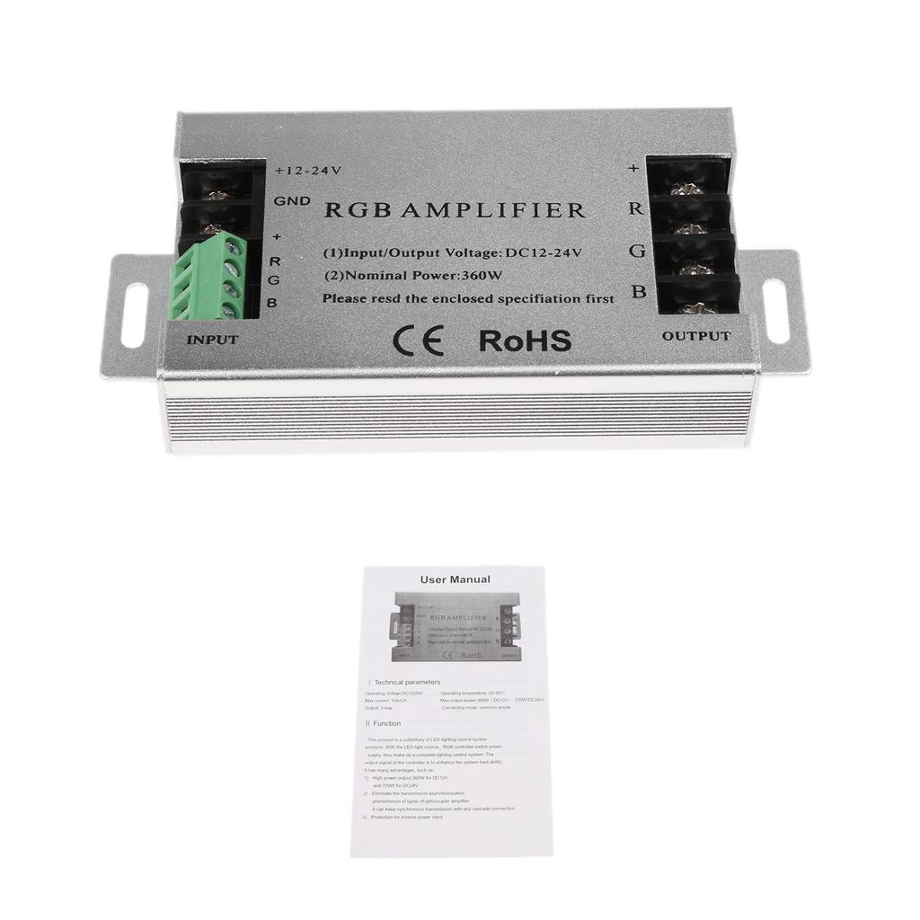 DC12V-24V 30A RGB Amplifier Controller Aluminum Data Repeater For LED Lighting