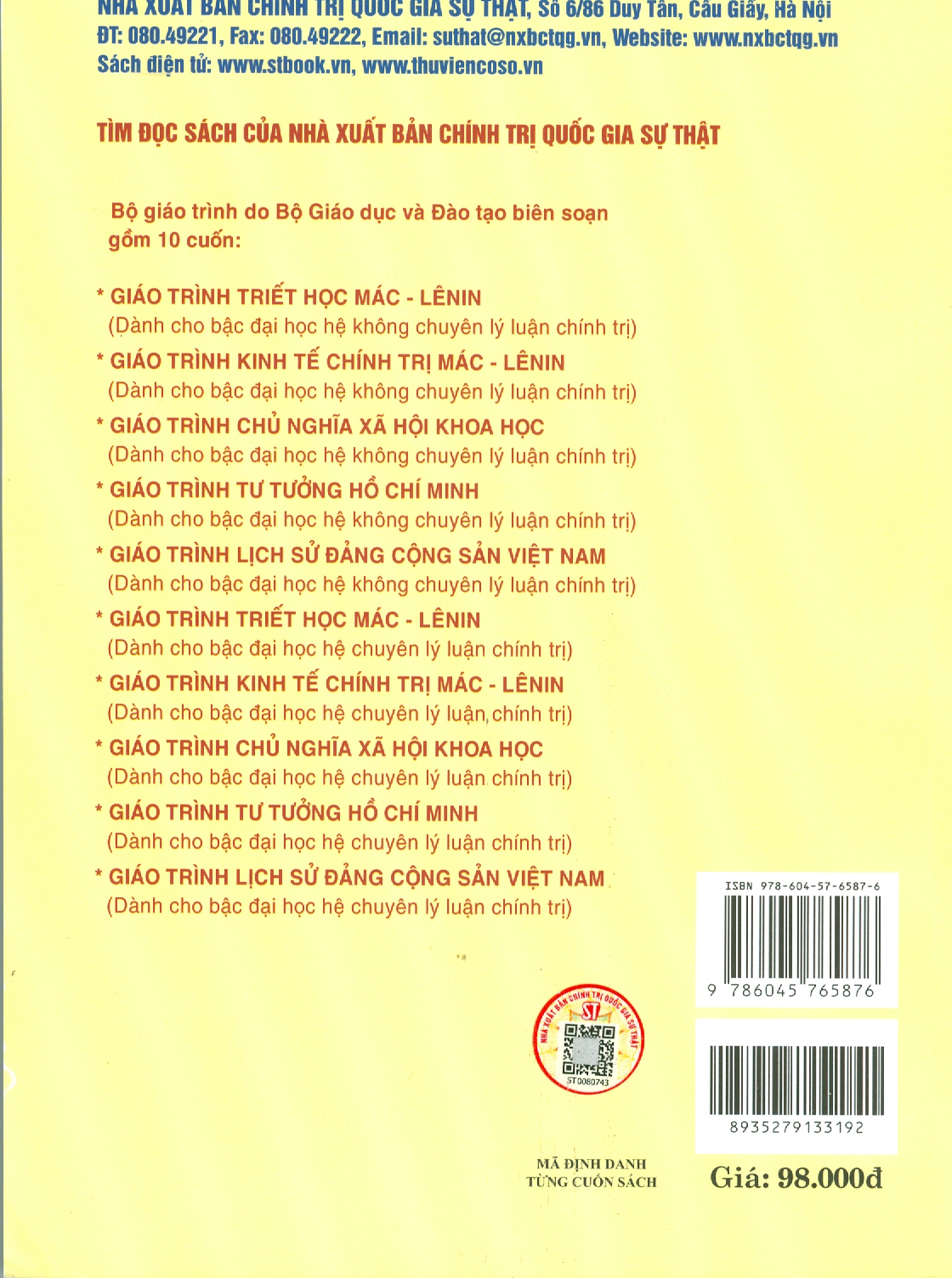 Giáo Trình Kinh Tế Chính Trị Mác – Lênin (Dành Cho Bậc Đại Học Hệ Chuyên Lý Luận Chính Trị) - Bộ mới năm 2021