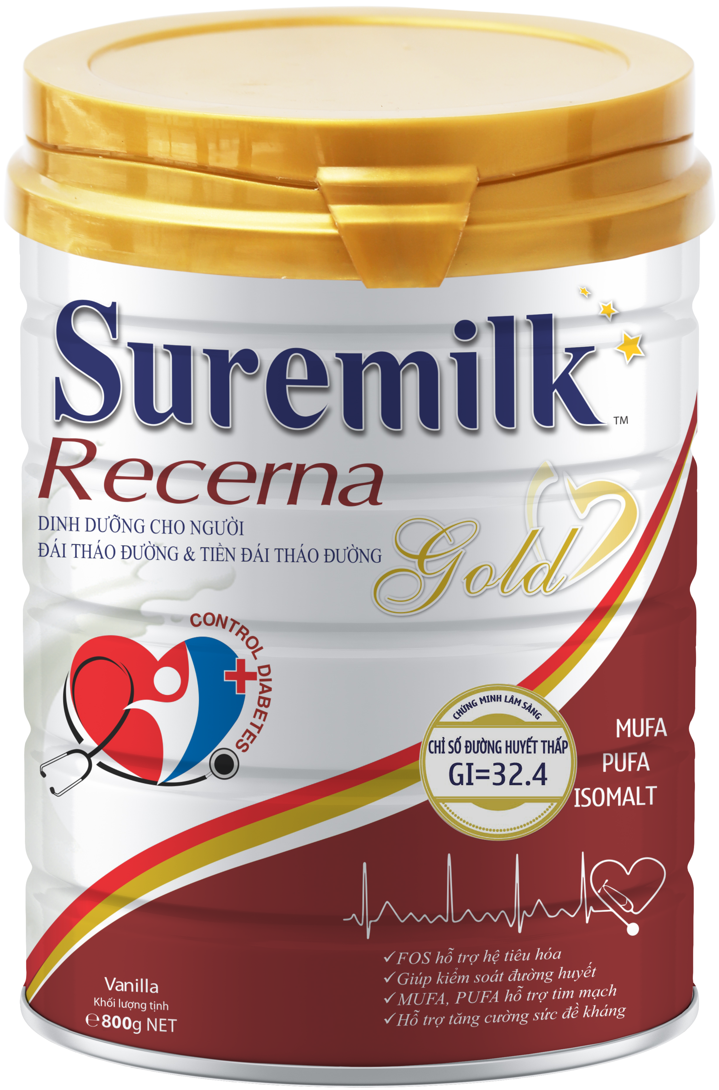 Sữa bột Suremilk Recerna Gold 800g (dành cho người tiểu đường và tiền đái tháo đường)