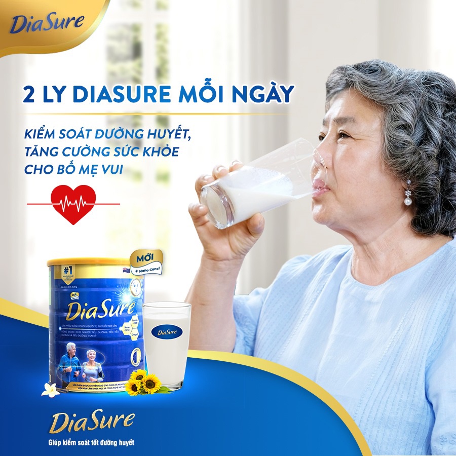 Sữa Non Diasure 850G (NEW) bổ sung thêm Nano Canxi, Omega3, Protein HMB - Sữa chuyên dùng cho người tiểu đường