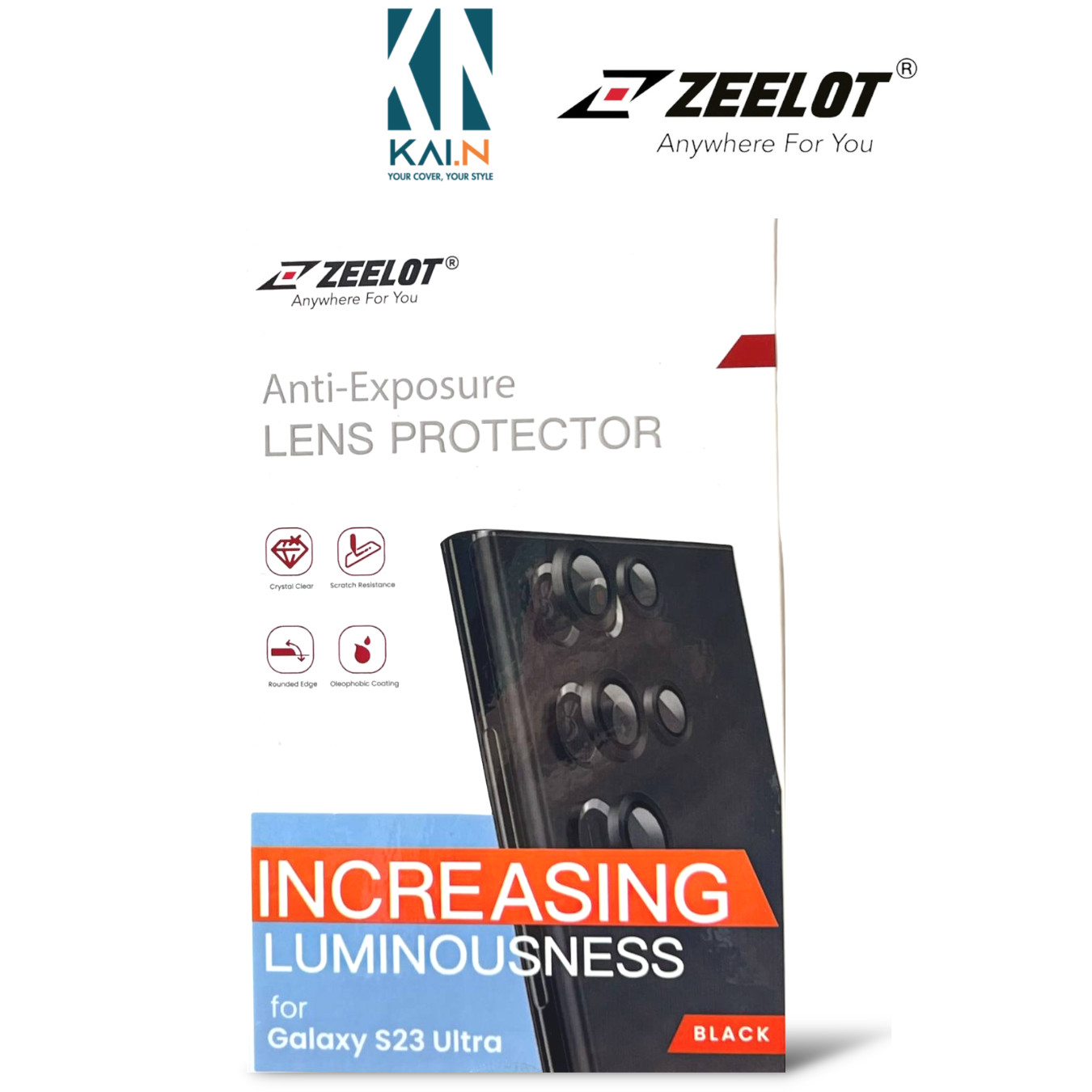 Miếng Dán Cường Lực Camera Lens Dành Cho Samsung Galaxy S23 Ultra Zeelot Ultra Pishield - Hàng Chính Hãng - Black