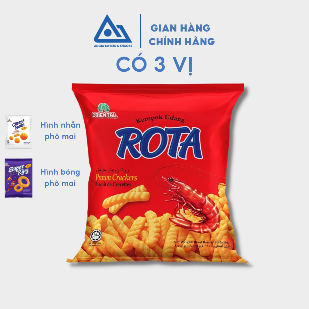 Bimbim Tôm snack ăn vặt ròn xốp Rota túi lớn 112g ( 8 Gói nhỏ * 14 g) An Gia Sweets &amp; Snacks