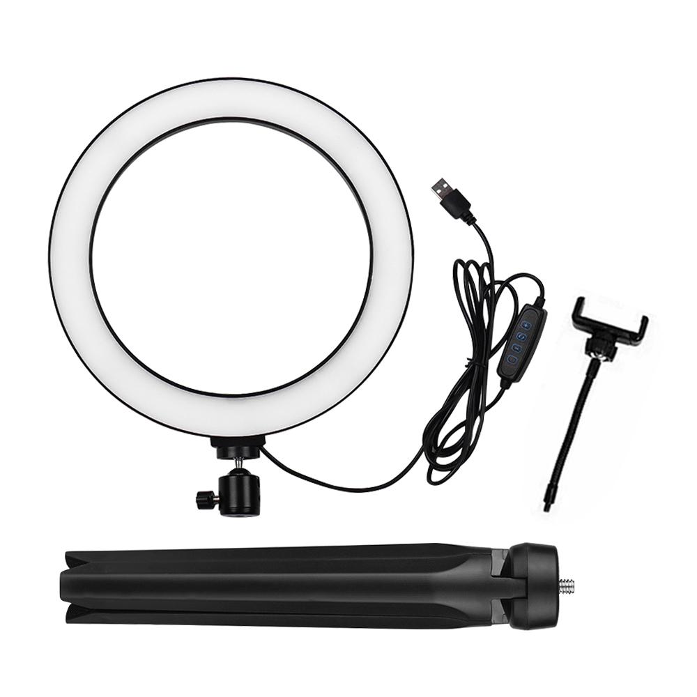 Đèn LED vòng 10 inch với giá đỡ ba chân Giá đỡ điện thoại 3200K-5500K có thể thay đổi độ sáng 3 chế độ ánh sáng & 10