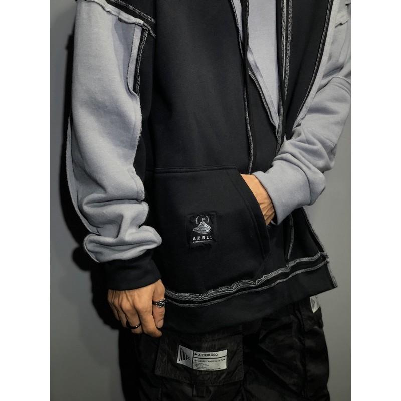 ÁO HOODIE THIẾT KẾ NAM NỮ / XÁM ĐEN RÁP / AZIERLOCO
