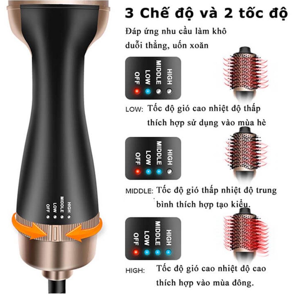 Lược tròn tạo phồng tóc - sấy tóc cụp - tạo phồng tóc ONE STEP, Lược Uốn Cúp Sấy Tóc Đa Năng - Lược Tròn Xoay 360 độ