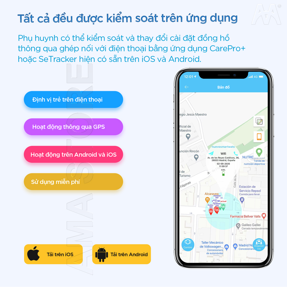 Đồng hồ Thông minh Trẻ em Gọi Video Call 4G, GPS, Wifi Chống nước Định vị Chính xác AMA Watch LT31 - Hàng nhập khẩu