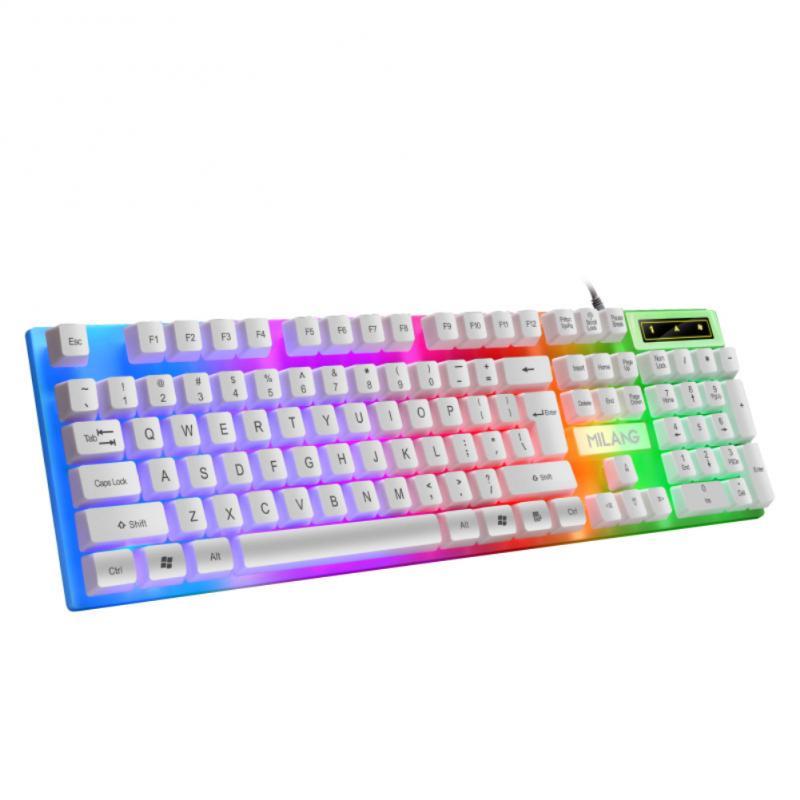 USB Có Dây Chuột Cầu Vồng Đèn Nền LED 104 Phím 1000 DPI Bàn Phím Cơ Chơi Game Chuột Cho Laptop máy Tính
