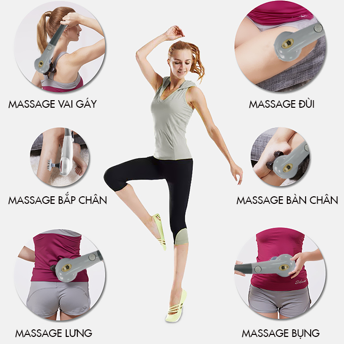 Máy đấm lưng massage cầm tay 7 đầu Ayosun - Hàng Chính Hãng