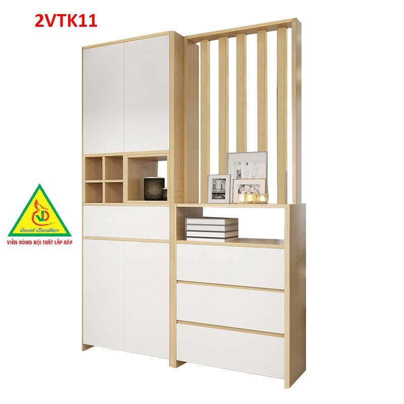 Tủ kệ trang trí kiêm vách ngăn phòng khách , nhà bếp 2VTK11- Nội thất lắp ráp Viendong Adv