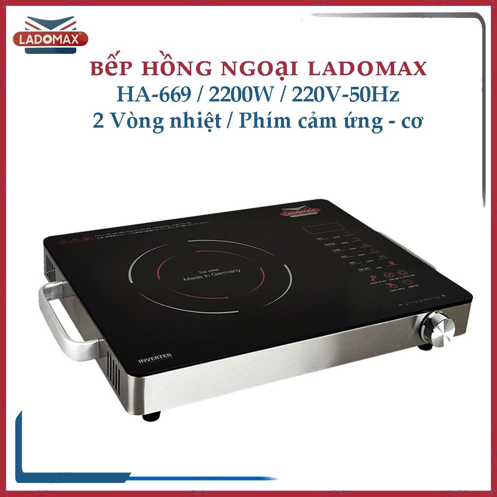 Bếp hồng ngoại 2 vòng nhiệt 2200W Ladomax HA-669 mặt bếp cường lực xuất xứ tại Đức, điều khiển cảm ứng, cơ - Hàng chính hãng