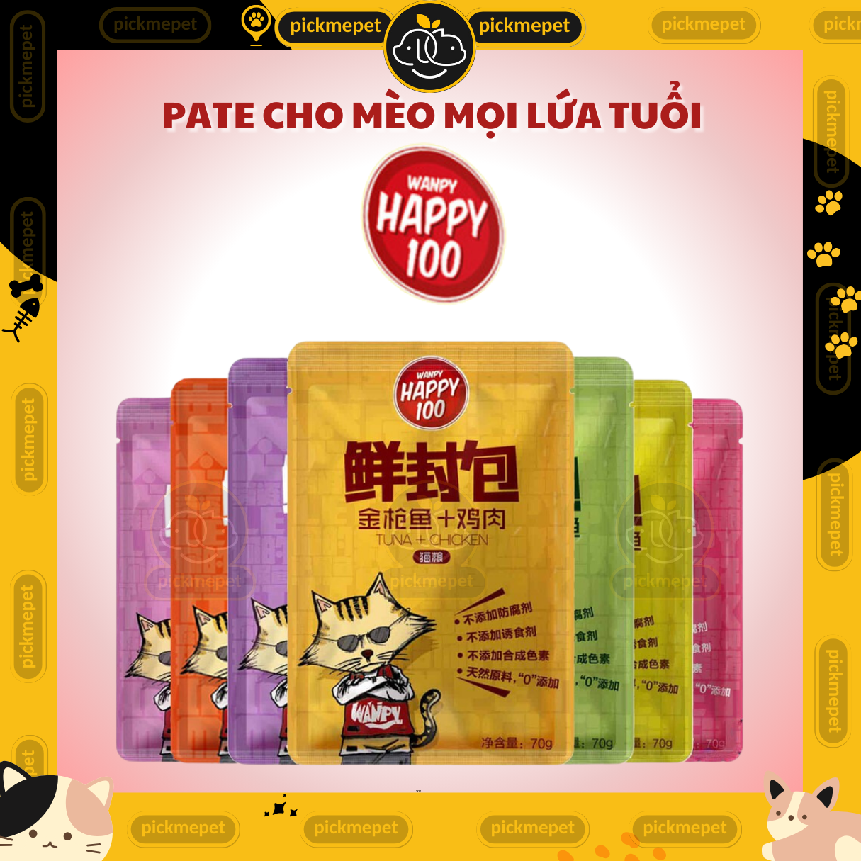 Pate Happy 100 Cho Mèo Mọi Lứa Tuổi 70g