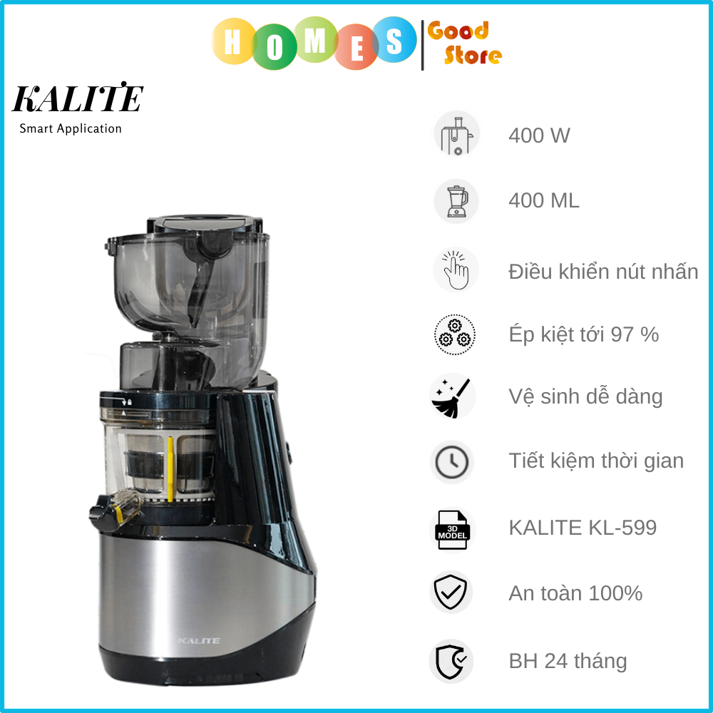 Máy Ép Trái Cây, Máy Ép Chậm Cao Cấp KALITE KL-599 Tiêu Chuẩn Châu Âu , Dung Tích 400 ML Công Suất 400 W - Hàng Chính Hãng