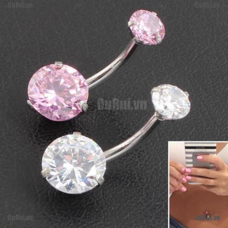 Khuyên rốn đính đá bằng thép y tế
