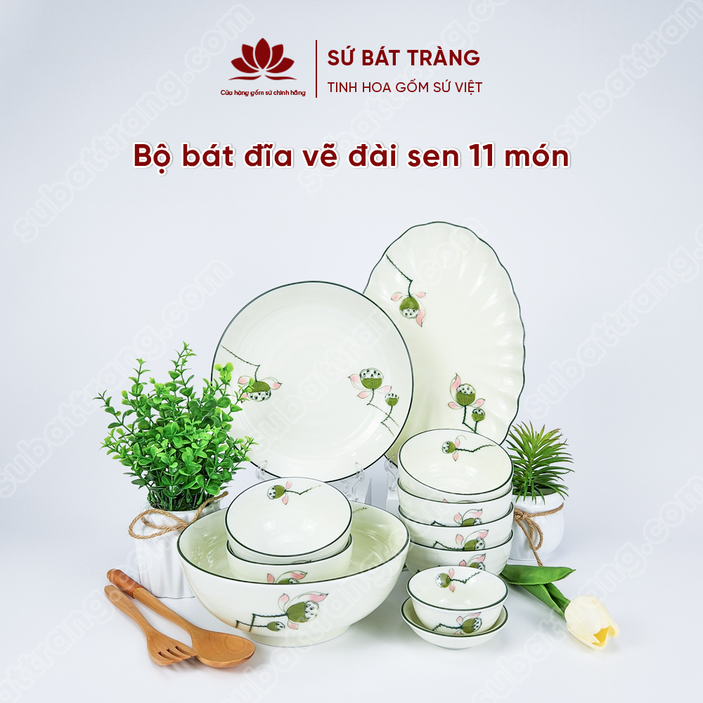 Bộ bát đĩa cao cấp Bát Tràng - Nhiều họa tiết lựa chọn