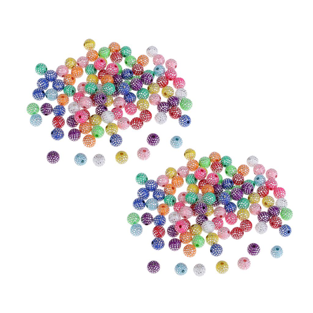 200Pcs Resin Rhinestone Beads Jewelry Findings Spacer Beads 8mm Colorful