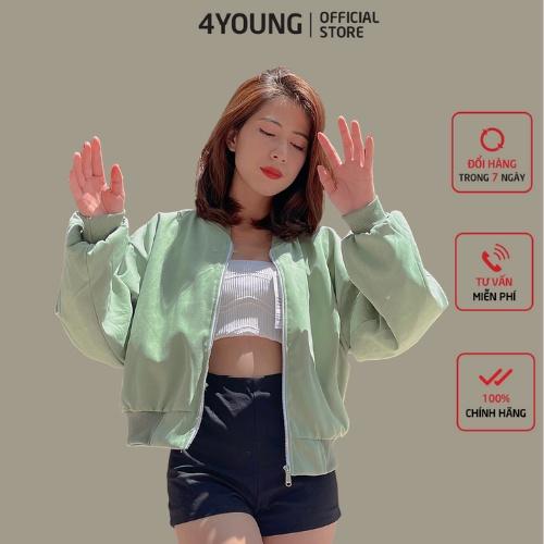 Áo khoác bomber nữ croptop dang lửng