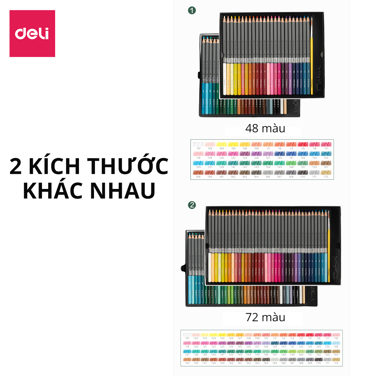 Bút Chì Màu Nước Cao Cấp Nusign - 48/72 Màu Tặng Kèm Cọ Vẽ - Dùng Dạng Khô Hoặc Nước Để Tô Màu, Vẽ Tranh