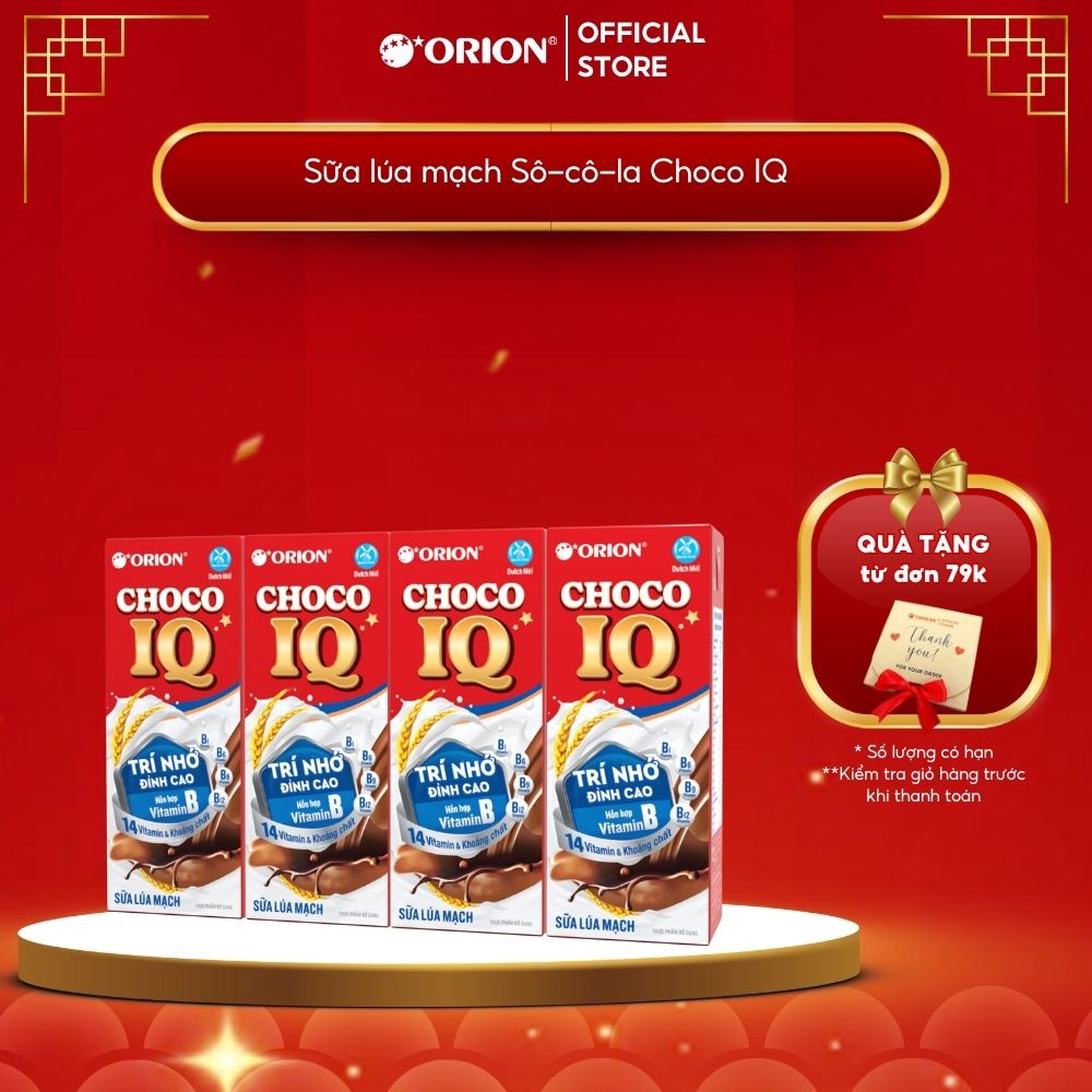 Lốc 4 hộp Sữa ORION Lúa Mạch Sô-cô-la Choco IQ 180ML