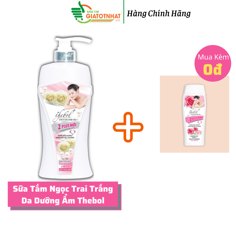 Sữa tắm trắng da dưỡng ẩm ngọc trai Thebol 900g + Sữa tắm sen tuyết trắng hạt massage 226g