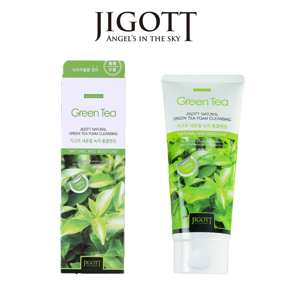 Sữa Rửa Mặt Trà Xanh Jigott Natural Green Tea Foam Cleansing (180ml)