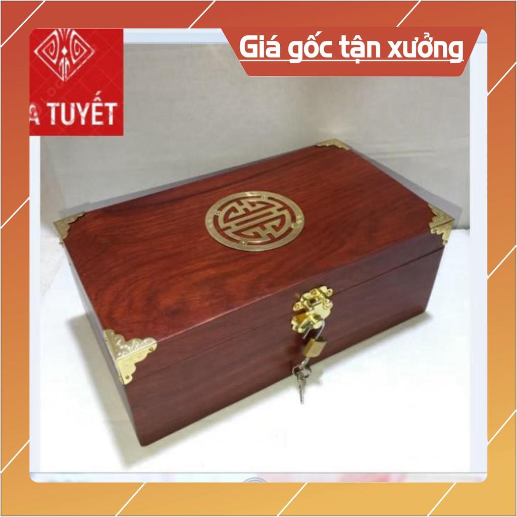 HỘP ĐỰNG CON DẤU, TRANG SỨC GỖ HƯƠNG CHỮ THỌ SIZE TO 26CM-KÈM KHÓA MINI