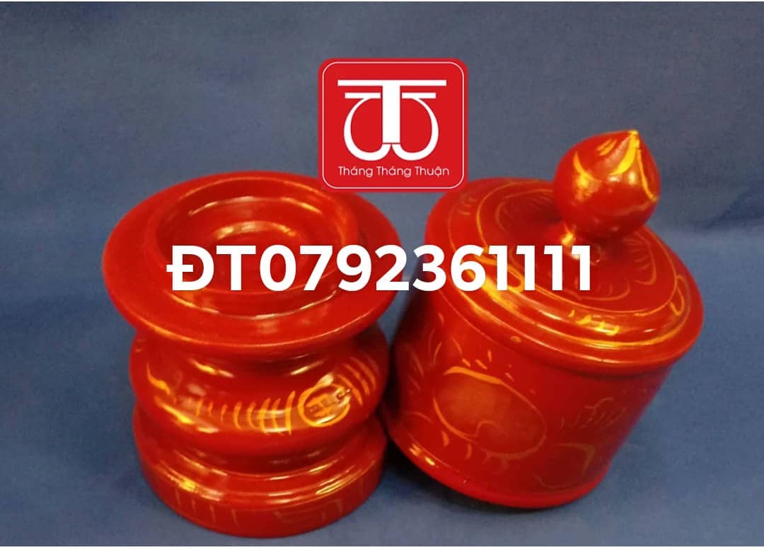 BỘ 3 ĐÀI GỖ SƠN VẼ PHI 8,10,12,14CM