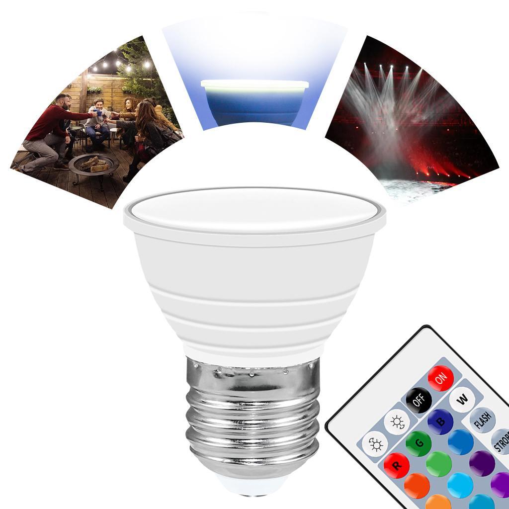 Color Changing E27 Light Bulb Lamp RGB with Remote Cream Lens White