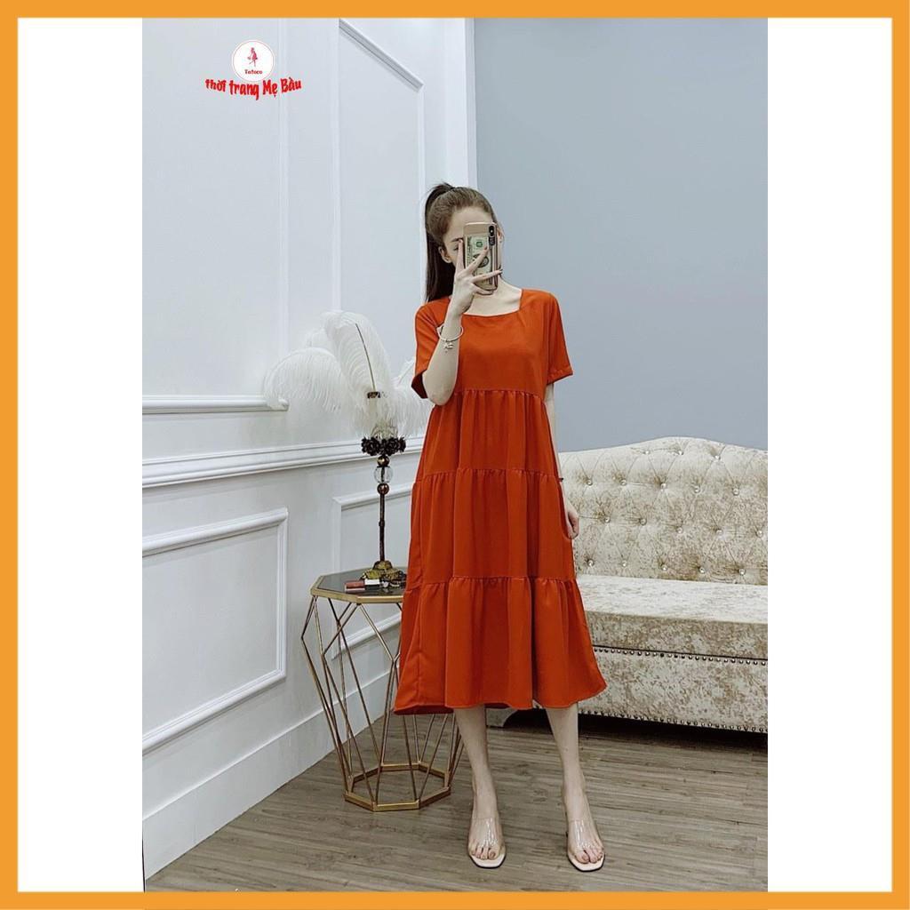 Váy bầu thiết kế baby cổ vuông ( ảnh thật) (shop Tatoco