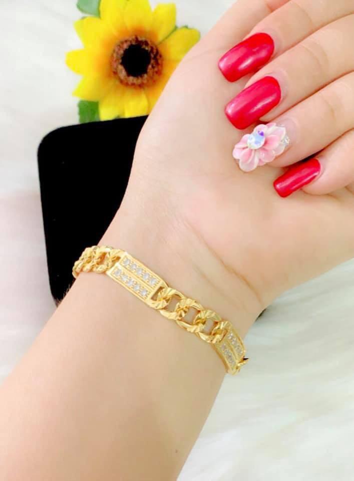 Lắc tay nữ đính xoàn xi dát vàng 18k cao cấp