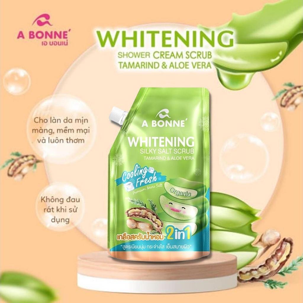 Muối Tắm A Bonne Whitening Cooling Fresh Tẩy Tế Bào Chết Body Nha Đam &amp; Me Thái Lan 350g