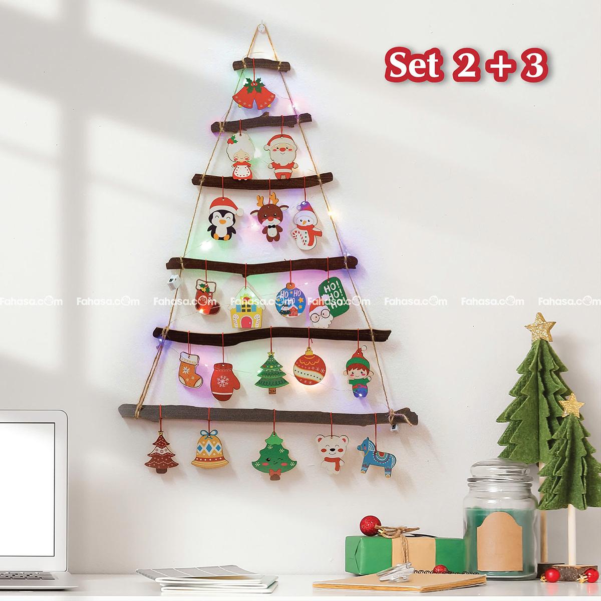 Dây Treo Hình Gỗ Cây Thông Trang Trí Giáng Sinh - Bách Mộc - Set 1