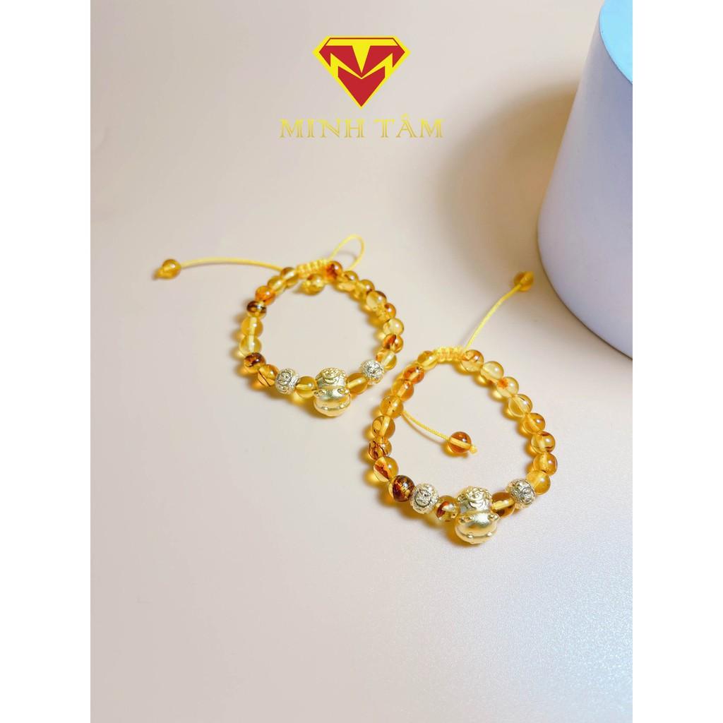 Vòng tay hổ phách con giáp chuột xi vàng cho bé,Vòng hổ ph.ách con giáp bạc cho bé-Minh Tâm Jewelry