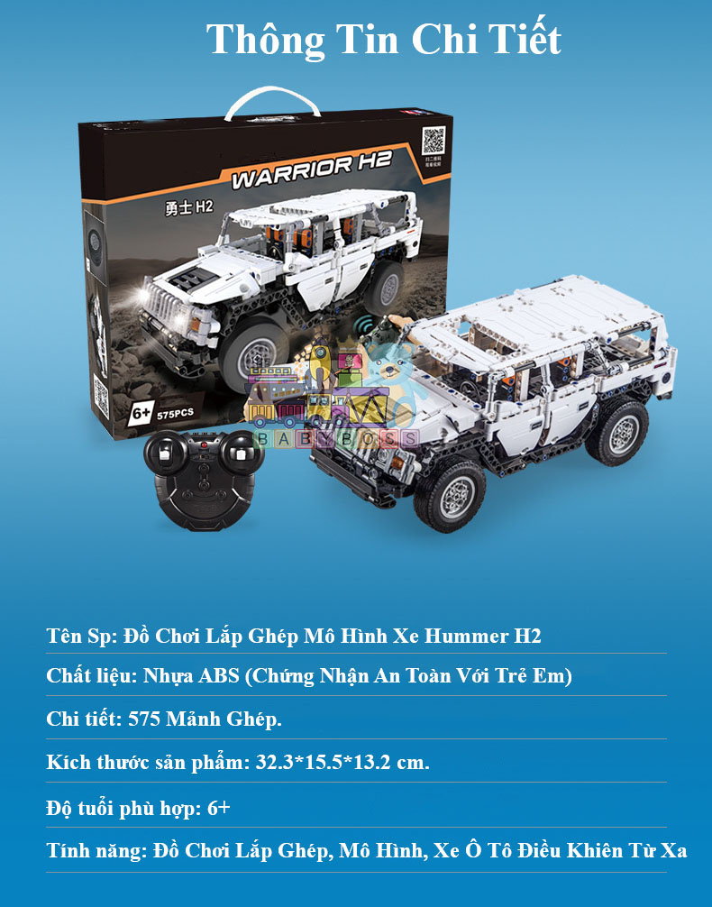 Đồ Chơi Mô Hình, Điều Khiển Từ Xa, Đồ Chơi Lắp Ghép Technic Xe SUV Hummer H2 Với 575 Chi Tiết - Chính Hãng BABYBOSS.