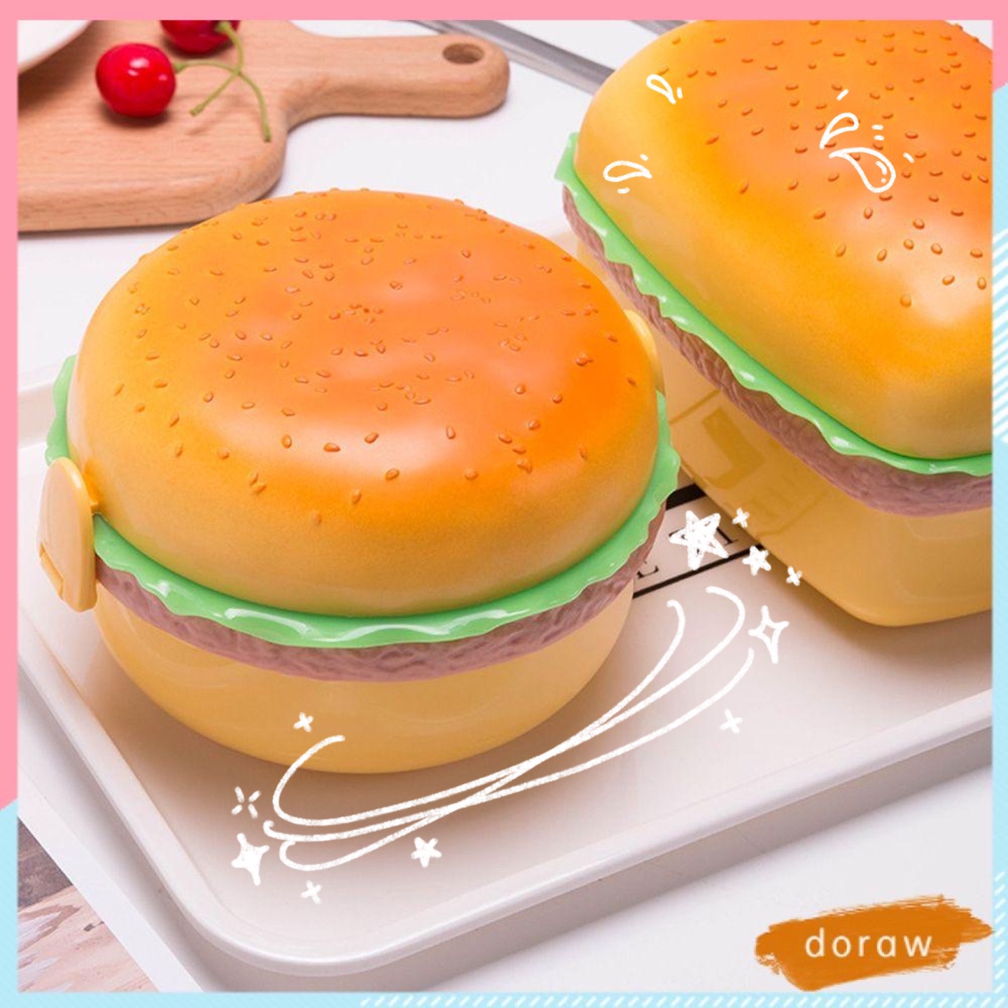 Hộp đựng cơm trưa hình bánh Hamburger dễ thương