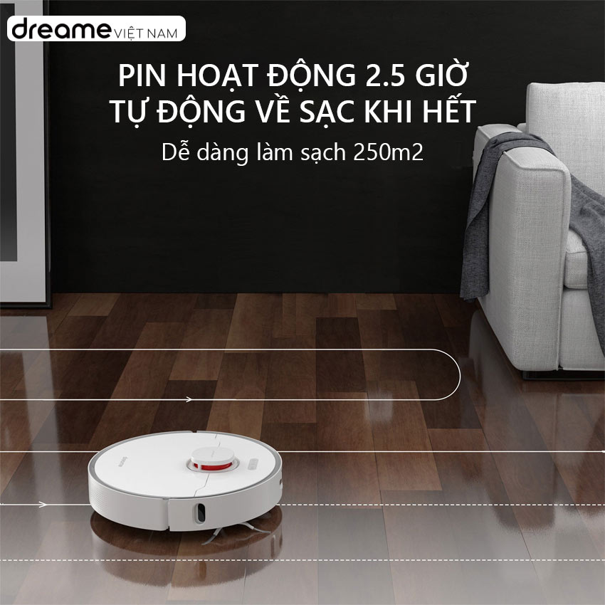 Robot Hút Bụi Lau Nhà XIAOMI DREAME D10 PLUS, Thuật Toán Thông Minh Tối Ưu Quãng Đường, Cảm Biến Chống Rơi Rớt, Diện Tích Hoạt Động 250m2 Công Suất 40W, Lực Hút 4000 Pa - Hàng Chính Hãng