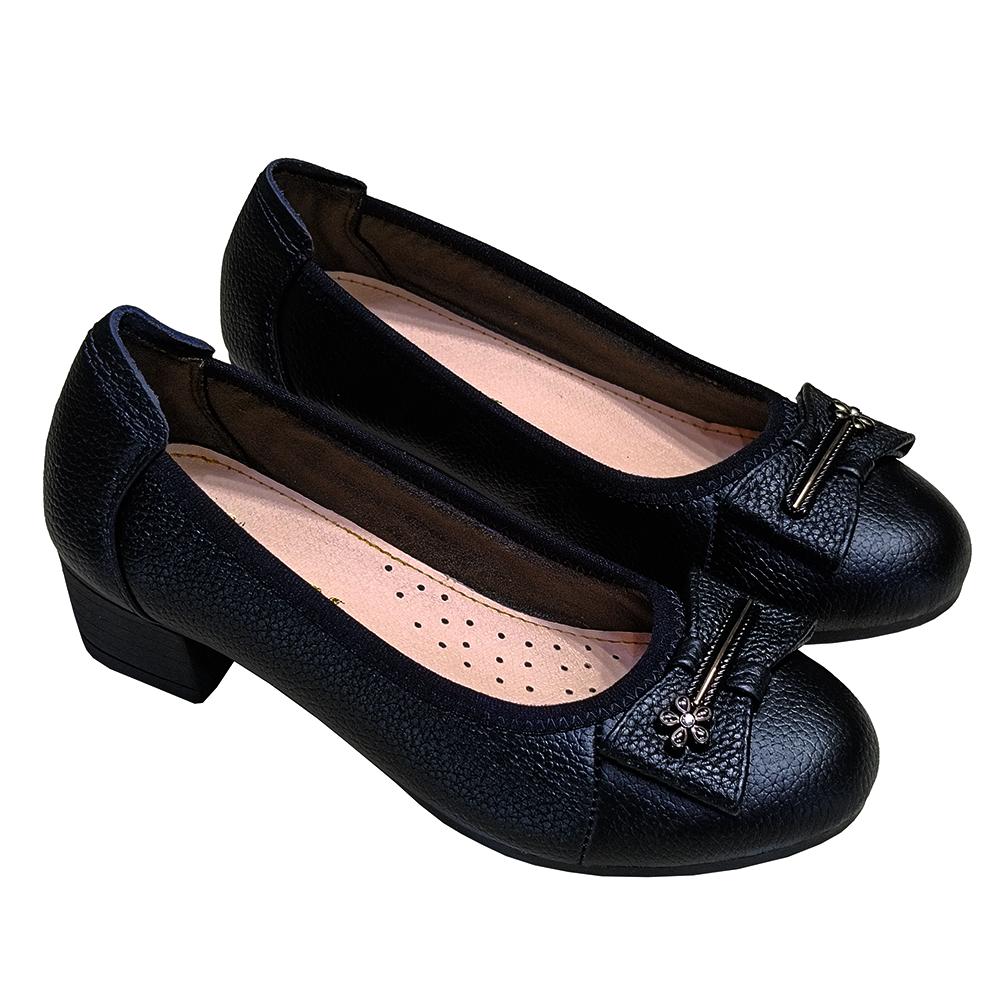 Giày Búp Bê Nữ Cao Gót HA NAM Da Bò Thật Thời Trang Cao Cấp 5cm GBBN20898 - Màu Đen