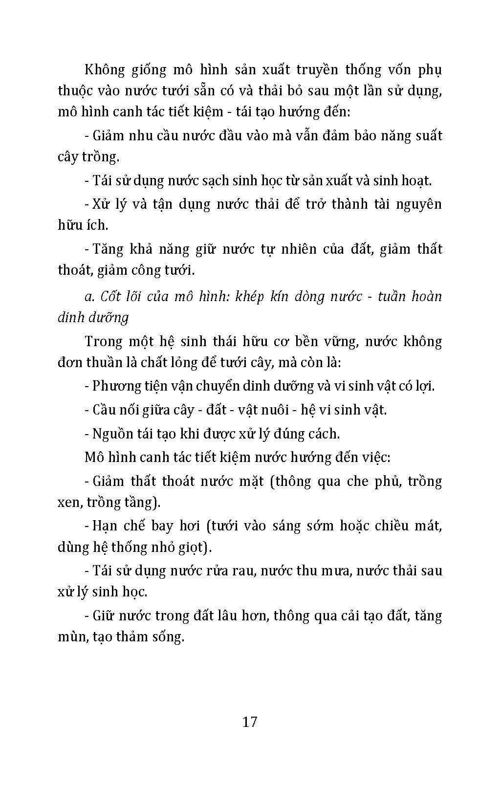 Nông Nghiệp Hữu Cơ - Canh Tác Tiết Kiệm Nước Và Xử Lý Nước Thải