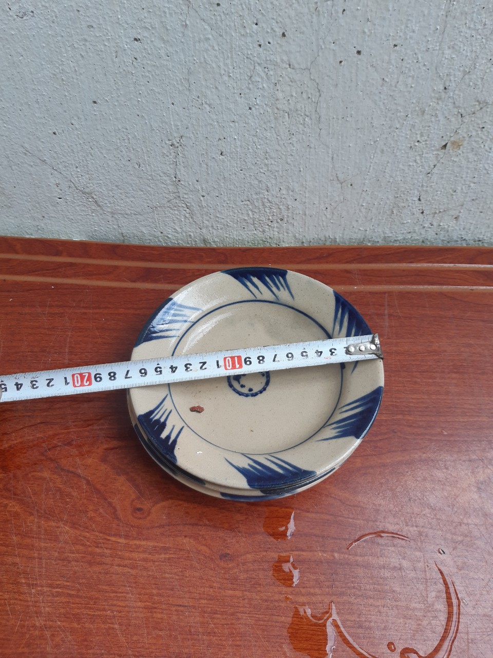Đĩa sành kiểu xưa phết xanh 17 cm 5 cái