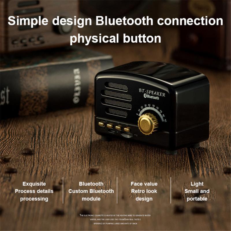 Loa Bluetooth 2 Inch 1200 Mah Thẻ Mini Đài Phát Thanh Pin Dài Thông Minh Đèn LED Mini Loa Âm Thanh Retro 5W Color: Passion Blue