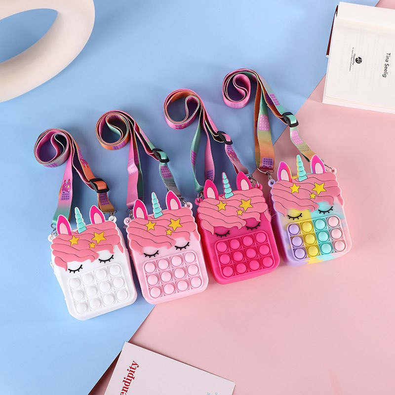 Túi ví Pop It Dễ Thương, Túi Trang Điểm hình unicorn siêu xinh