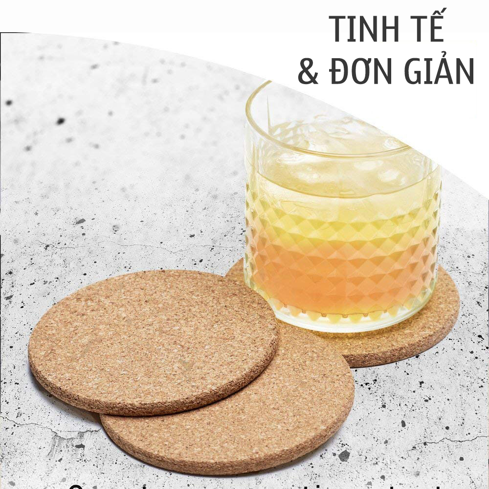 Bộ 16 Đế lót ly tròn thấm hút nước bằng gỗ xốp thân thiện môi trường Mai Lee (không logo) - Hàng chính hãng