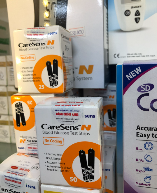 Que thử đường huyết CareSens N  - thương hiệu Hàn Quốc