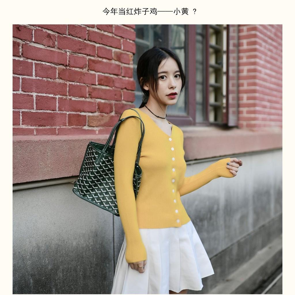 MS493 Áo len tăm nữ cổ tim cài cúc Quảng Châu