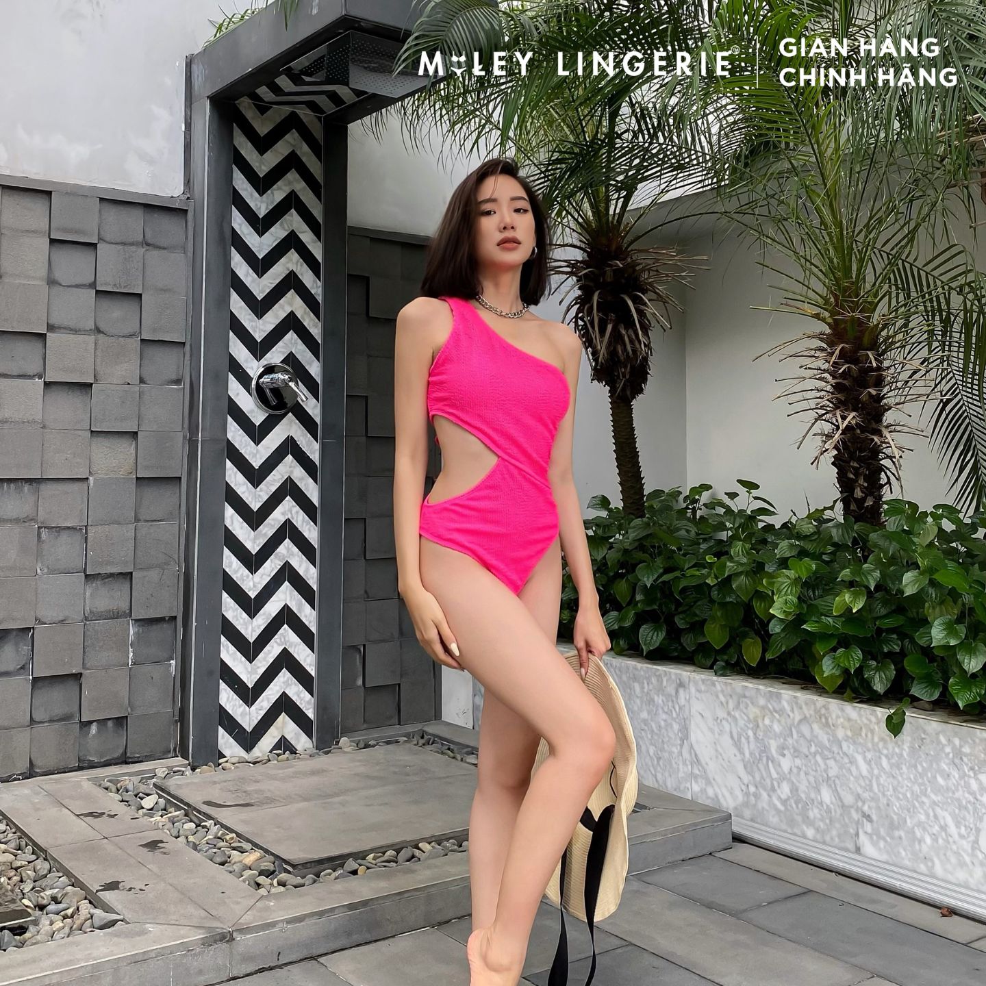 Bộ Đồ Bơi Một Mảnh Cho Nữ Cut-out Thời Trang Basic Tôn Dáng Hot Pink Miley Lingerie - SPS01