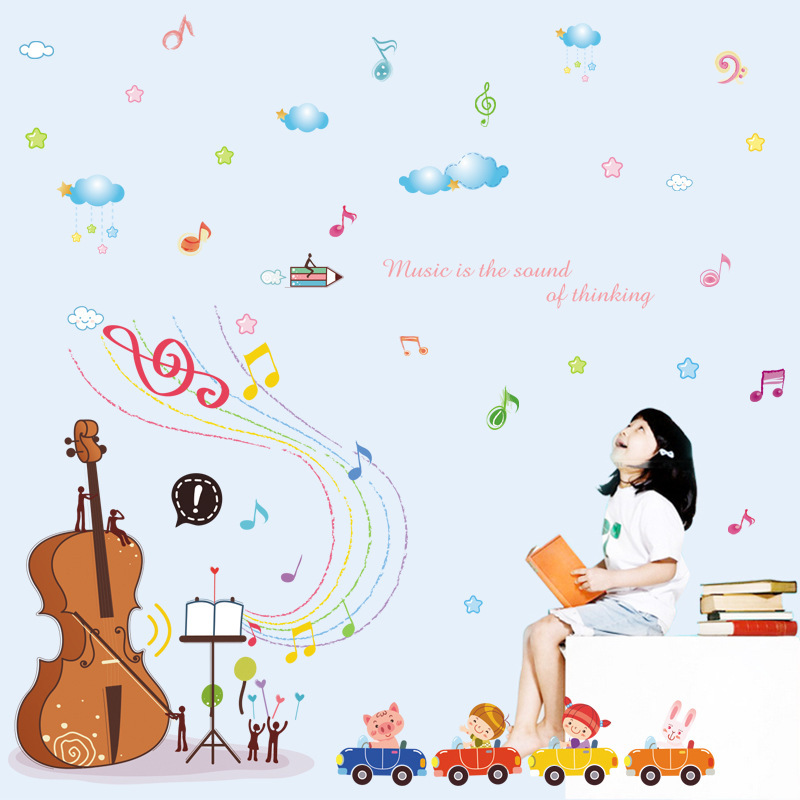 Decal Dán Tường Âm Nhạc Đàn Violin Đủ Màu mẫu số 16