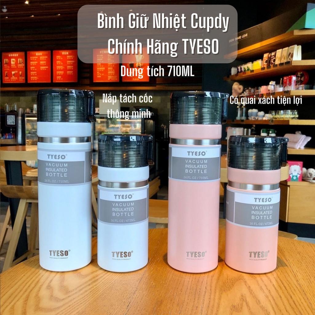 Bình Giữ Nhiệt Cupdy Thép Không Gỉ Chính Hãng TYESO Có Nắp Uống Dung Tích 710ML